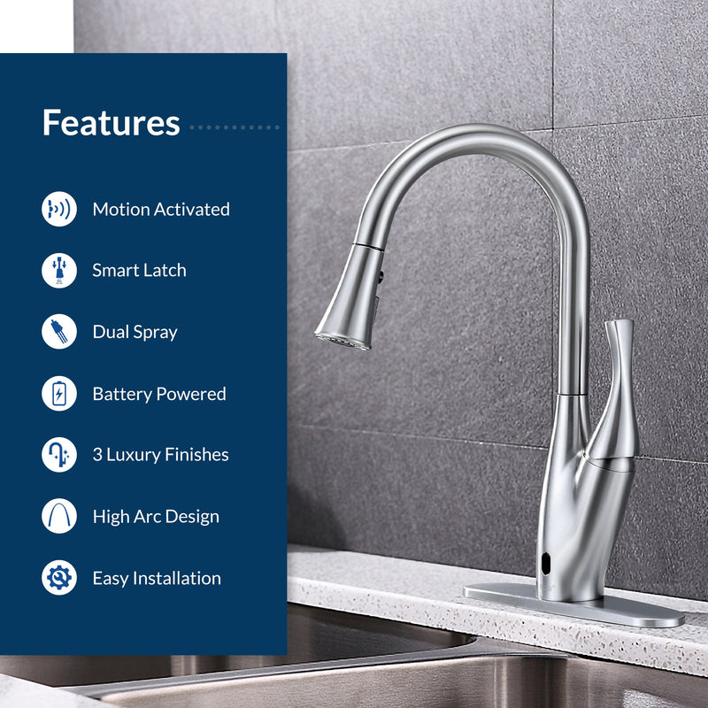 Flow-X Motion Activated Kitchen Faucet | Brushed Nickel Finish – Bio Bidet