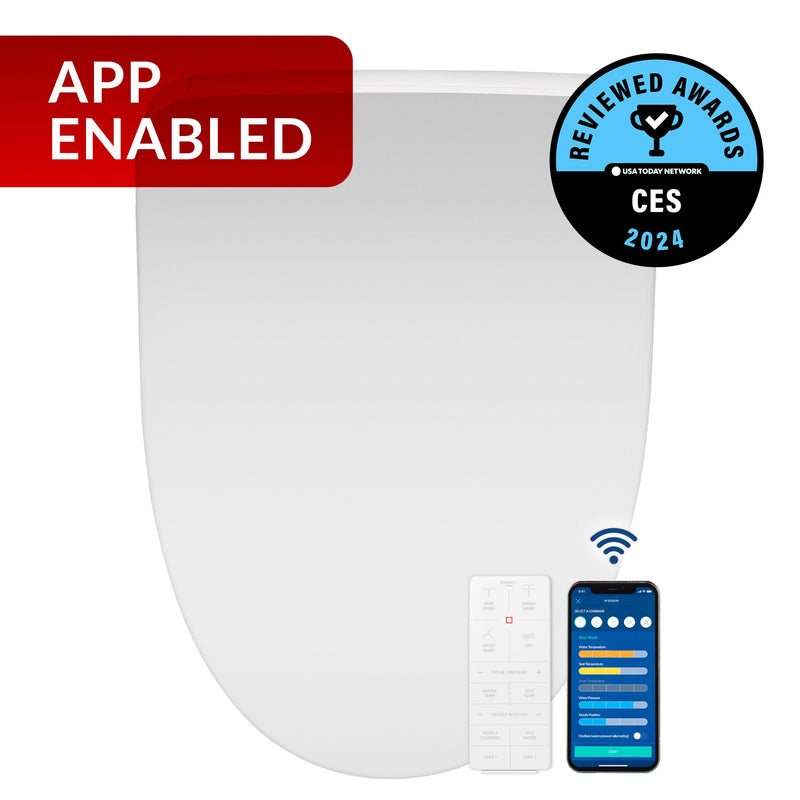 BB-1200 Elongated Bidet Toilet Seat with Bemis Living App Bidet